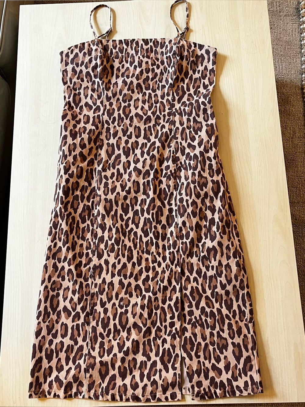 Leopard Print stretch denim Dress - Brown & Black
